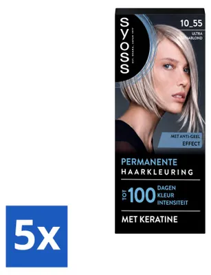 Obrázok produktu pre 5 ks trvalej farby na vlasy SYOSS 10-55 Ultra platinová blond – výhodný balík