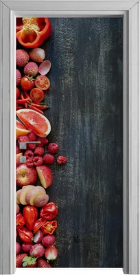 Produktbild von Tür Selbstklebende 90x210 cm Türfolie Türtapete Klebefolie - Früchte auf Holz