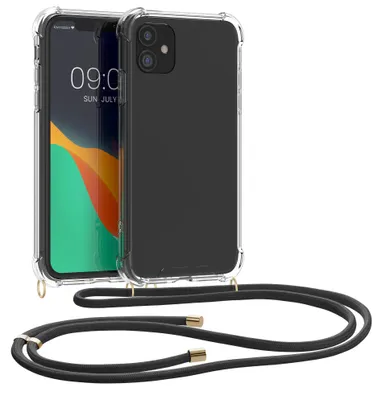 Produktbild von kwmobile Necklace Case kompatibel mit Apple iPhone 11 Hülle - Silikon Cover mit Handykette - Band Handyhülle Transparent Schwarz