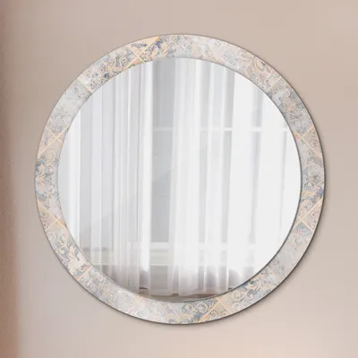 Produktbild von Spiegel Rund mit Aufdruck - Wandspiegel Design Wandmontage – Badspiegel - Rundspiegel - Shabby Mosaik - Runder: Ø90cm