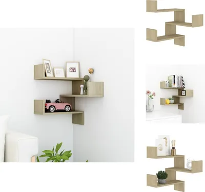 Immagine prodotto di vidaXL Scaffale angolare a muro rovere Sonoma 40x40x50 cm materiale a base di legno - Scaffali a muro