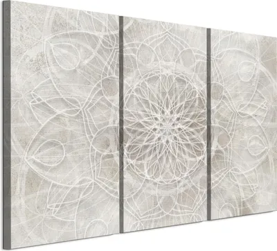 Zdjęcie produktu dla Zestaw 3 obrazów na płótnie LUMASOUL do salonu, motyw mandali, wymiary 90x60 cm. Idealne do sypialni, przedpokoju, biura i kuchni