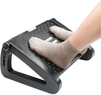 Produktbild von Unyqoos® Ergonomische, verstellbare Fußstütze mit Massagefunktion für Büro & Zuhause – 6 Höhenstufen