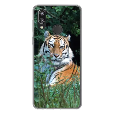Produktbild von MuchoWow® Handyhülle Schutzhülle Hülle für Huawei P20 Lite (2020) Tiger - Gras - Grün Silikon Softcase Handy Hülle - Kartenhalter