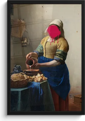 Produktbild von MuchoWow® MuchoWow® Gerahmtes Poster Milchmädchen - Johannes Vermeer - Rosa 40x60 cm - Poster mit zchwarzem Bilderrahmen - Papierdruck - Wandbilder