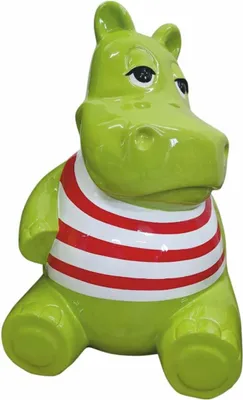 Immagine prodotto di Casa Padrino Scultura decorativa Ippopotamo Verde / Bianco / Rosso H. 100 cm - Figurina decorativa