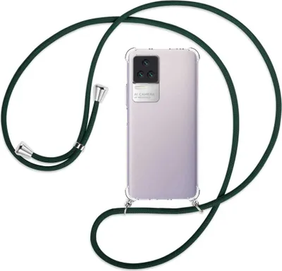 Produktbild von Handykette Backcover-Schutzhülle mit Band (Metall silberfarben) für Xiaomi Poco F4 5G / Redmi K40S  - dunkelgrün