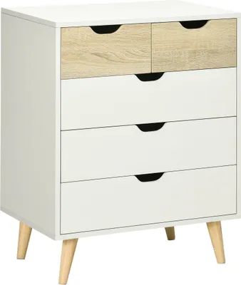 Obrázok produktu pre Komoda 831-596V00WT, 5 zásuviek, s úchytkami, s ochranou proti prevráteniu, lakovaná, 60 x 40 x 77,5 cm