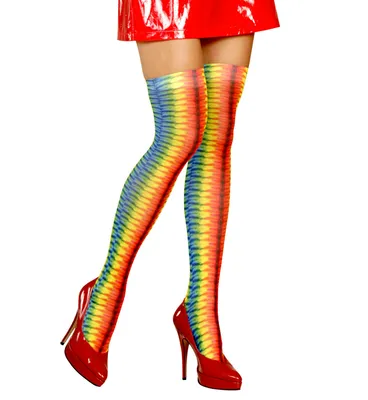 Produktbild von Halterlose Damen Overknees Regenbogen Overknee Strümpfe bunt