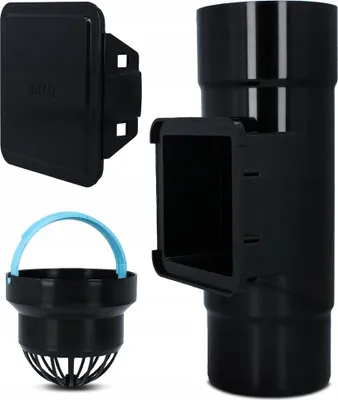Produktbild von Bryza | Rinnenreinigungselement 110 mm - Schwarz RAL 9005 - Robustes PVC - Einfache Reinigung - Verhindert Verstopfungen