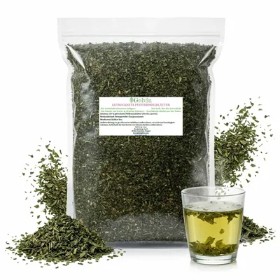 Produktbild von Pfefferminzblätter geschnitten 1 kg – getrocknete Pfefferminze (Mentha piperita) – loser Pfefferminztee