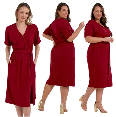 Productafbeelding van Jurk – damesjurk maat L – aansluitende jurk, rood – zomerjurk – midi-jurk