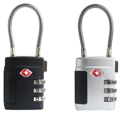 Image de TSA, lot de 2 cadenas de bagages, serrure à combinaison pour valises et sacs à dos, cadenas à combinaison avec câble, noir et argent