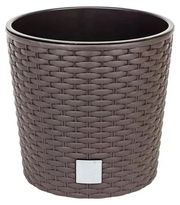 Zdjęcie produktu dla Doniczka o wyglądzie rattanu Okrągła 20 cm Mocca