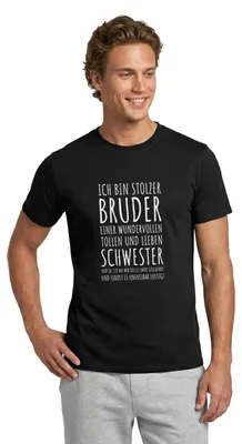 Produktbild von Spreadshirt Ich Bin Stolzer Bruder Einer Wundervollen Schwester Männer T-Shirt, L, Schwarz