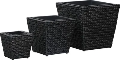 Produktbild von The Living Store Garten-Hochbeete 3-tlg. Wasserhyazinthe Schwarz