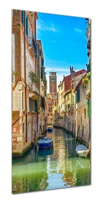 Produktbild von Wallario selbstklebende Duschrückwand 90 x 200 cm mit Motiv Urlaub in Venedig  Kanal zwischen bunten Häusern - Wandverkleidung mit Hochglanzlaminat in Glasoptik