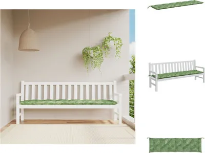 Obrázek produktu pro vidaXL Polštář na zahradní lavici se vzorem listů 200x50x7 cm látka - Polštář na sezení
