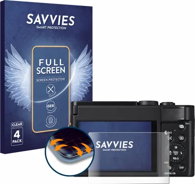 Produktbild von 4x Savvies Fullscreen Schutzfolie für Panasonic Lumix DC-TZ99 Displayschutz Folie Fullcover Klar Transparent