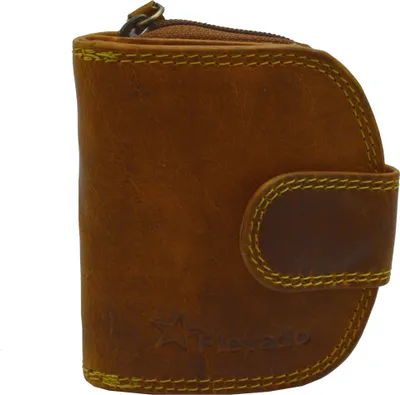 Produktbild von Elegante kleinere Damen Leder Geldbörse in halbrund mit RFID Schutz (Hellbraun)
