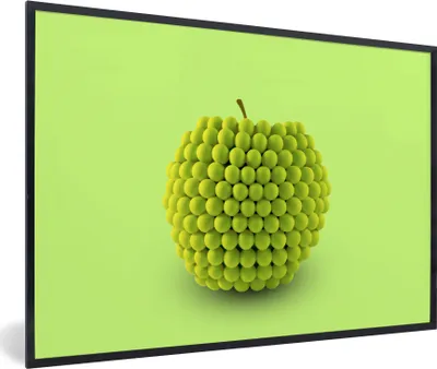 Produktbild von MuchoWow® MuchoWow® Gerahmtes Poster Künstlicher Apfel 90x60 cm - Poster mit zchwarzem Bilderrahmen - Fotorahmen - Foto-Plakat