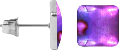 Produktbild von Chirurgenstahl Ohrstecker Perlmutt Quadrat Farbe - Lila