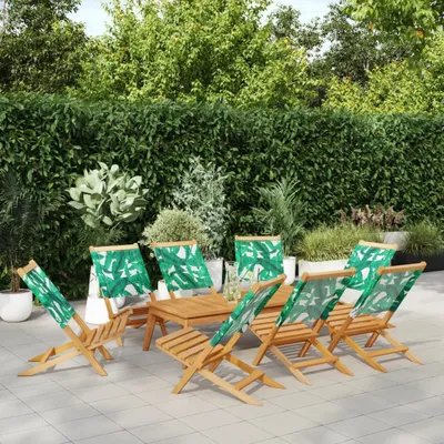 Produktbild von "2026 Promotion" Gartenstühle 8 Stk. - Hohe Qualität - Klappbar Grün Stoff und Massivholz - Gartenstühle CC12013