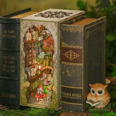 Image de Maison miniature Book Nook - Septième Ciel - Puzzle 3D - 273 pièces - Maison miniature en bois - avec éclairage LED