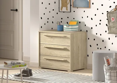 Zdjęcie produktu dla VIPACK - SAM Komoda z 3 szufladami, dekor dąb melamina