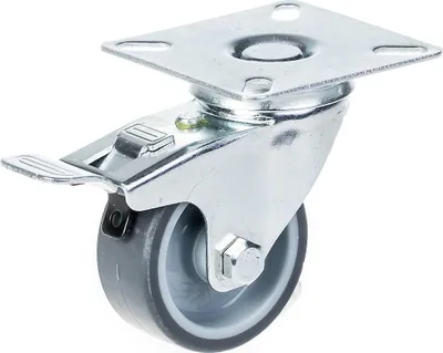 Obrázok produktu pre 50 mm otočné/brzdové kolieska so sivou TPR-gumou na polypropylénovom stredovom kolese