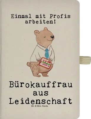 Produktbild von Mr. & Mrs. Panda A5 Heft Bürokauffrau Leidenschaft - Transparent - Geschenk, Kauffrau für Büromanagement, Skizzenbuch, Spruch, Lustig, Reisetagebuch, Journal, notizbuch