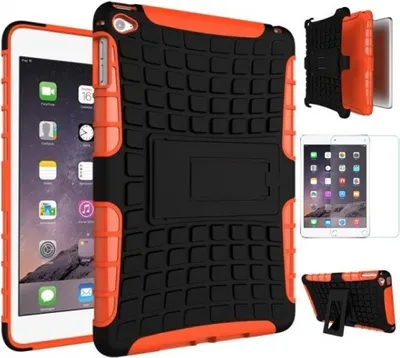 Immagine prodotto di Copertura protettiva ibrida all'aperto arancione per iPad Mini 4 Case + 0,3 H9 Vetro temperato Nuovo