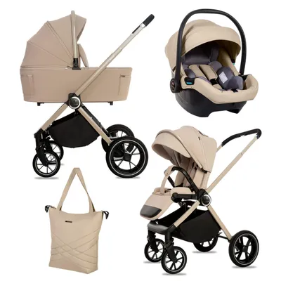 Zdjęcie produktu dla BabyLux® Wózek Dziecięcy 3w1 GAVIA Spacerówka Gondola Lekki Składany Zestaw, Fotelik Samochodowy I-Size, 4 Pozycje Oparcia, Torba do Przewijania i inne Akcesoria, 0-22kg (0-4 lata), UV 50+
