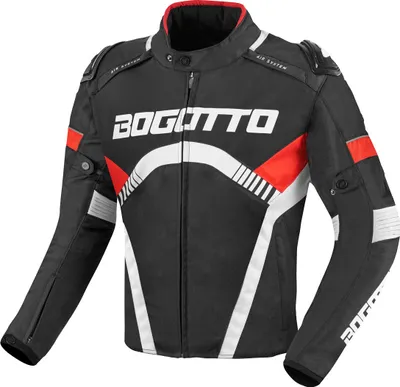 Obrázek produktu pro Voděodolná textilní bunda na motorku Bogotto Boomerang, černá/červená, XS