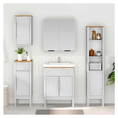 Produktbild von Badezimmerschrank Weiß 35 x 30 x 90 cm aus Kiefernholz