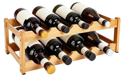 Weinregal 2 Ebenen für 8 Flaschen, Holz, 43x24x15 cm