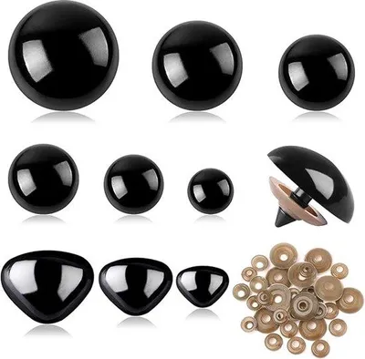 Produktbild von Sicherheitsaugen und -naseinheiten, 160 Stück, 10-20 mm, große Sicherheitsaugen für gehaakte Tiere, Kunststoff-Knöpfe mit Ringen für Handarbeit.