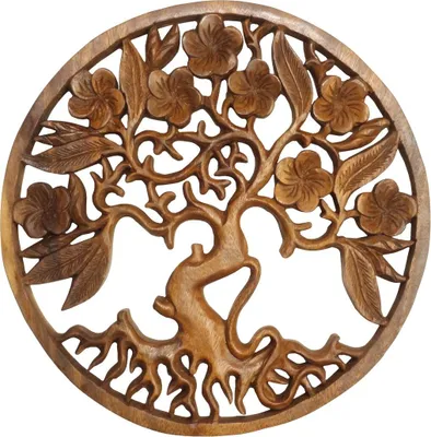 Produktbild von Lebensbaum Wandbild Wanddeko Mandala Zeichen Wandrelief Symbol Mythologie Deko Holz 30 cm