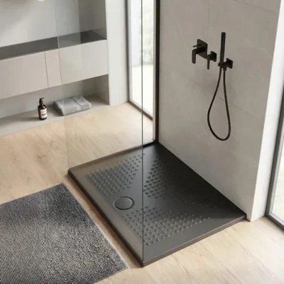 Produktbild von Duschwanne 70X100 aus Keramik in Schwarz | Delfino