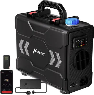Obrázek produktu pro HcaloryToolbox 2S 8KW naftový ohřívač vzduchu, parkovací ohřívač 220-240V AC a 12/24V DC, aplikace Bluetooth, adaptér EU, 6l nádrž, automatický start/stop, režim plateau