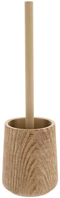 Image de TENDANCE | Brosse de toilettes - Ensemble de brosses - beige - 36 x 11 cm - en polyrésine - Brosse de WC - aspect bois - moderne - Salle de bains