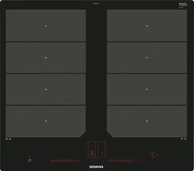 A top-down view of a black induction cooktop.