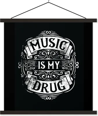 Produktbild von MuchoWow® Textilposter Musik - Retro - Zitat 40x40 cm mit schwarzem Rahmen - Fotos