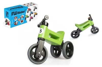 Zdjęcie produktu dla Rower biegowy FUNNY WHEELS Rider Sport zielony 2 w 1, wysokość siodełka 28/30 cm, nośność 25 kg, od 18 miesięcy, w pudełku