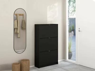 Produktbild von Schuhschrank - Schwarzes Schuhregal 24,05x70,3x123,6h cm