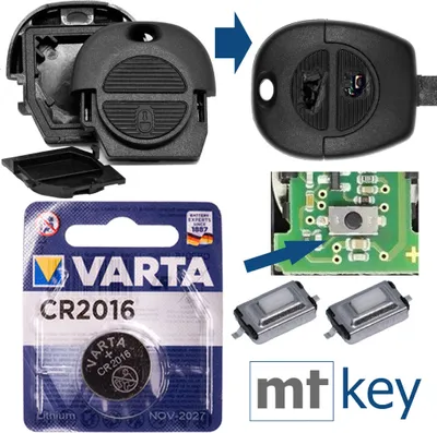 Produktbild von Repair Reparatur Satz Auto Schlüssel Austausch Gehäuse mit 2 Tasten + Drucktasten + Batterie kompatibel mit Nissan Almera Micra II Primera X-Trail