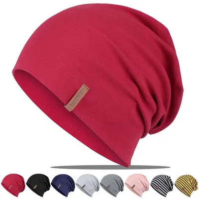 Produktbild von Mütze Damen Herren Slouch Beanie Baumwolle Rot Einheitsgröße