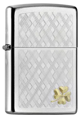 Produktbild von Zippo Feuerzeug Four Leaf Clover chrom vierblättriges Kleeblatt