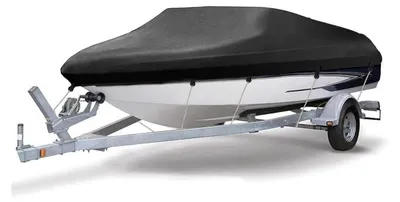 Produktbild von Bootsplane Wasserdicht 4000PA 420D Oxford Tuch Schwarz 17-19ft V-Rumpf