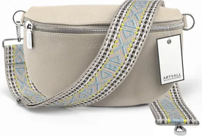 Produktbild von ARTVALL - Umhängetasche aus Leder, Klein mit verstellbarem Schultergurt, abnehmbares Taschenband, Crossbody Bag in Beige